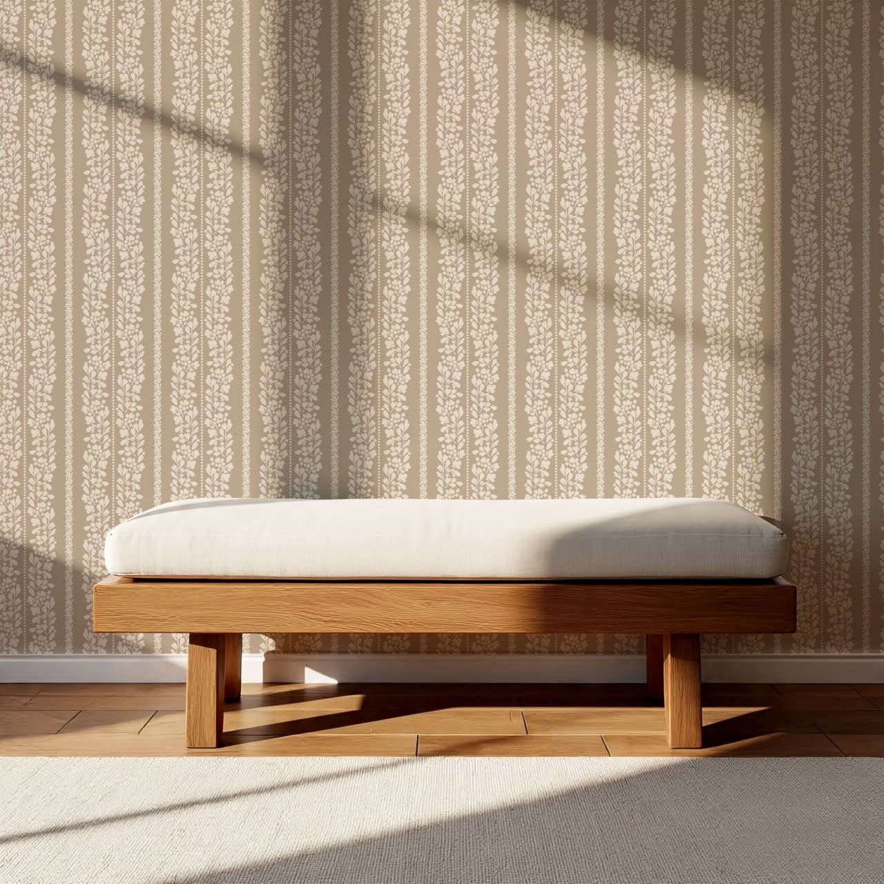 Mary Beige Laced Petals Wallpaper