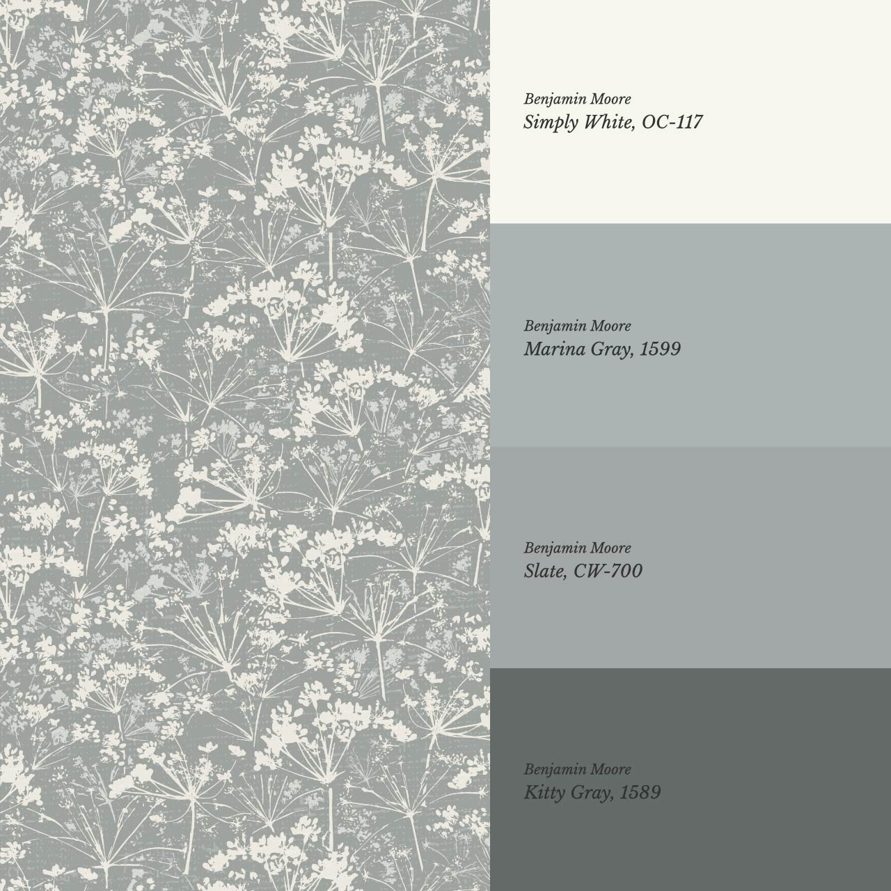 Matilda Pressed Queen Anne's Lace Smoke Wallpaper