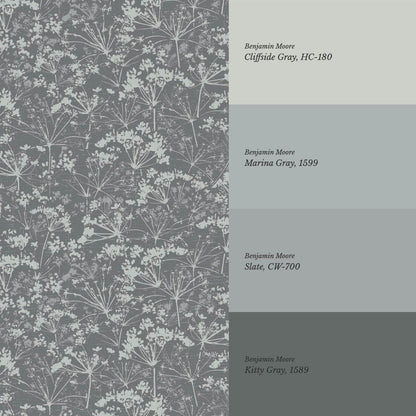 Matilda Pressed Queen Anne's Lace Slate Wallpaper