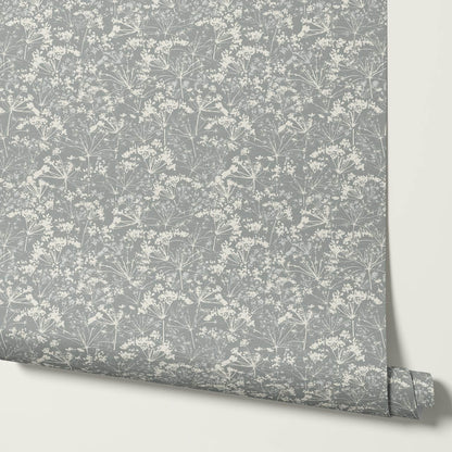 Matilda Pressed Queen Anne's Lace Smoke Wallpaper