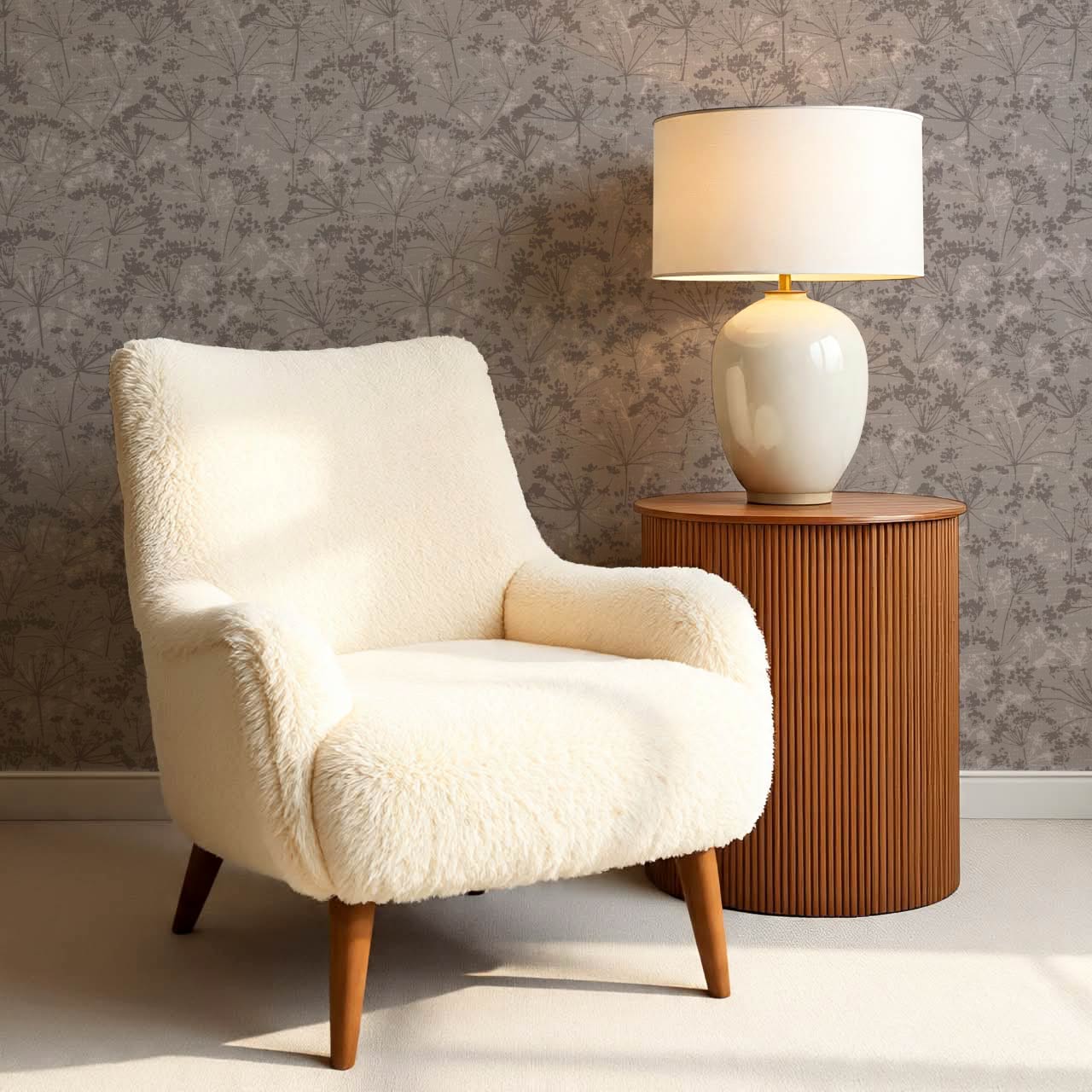 Matilda Pressed Queen Anne's Lace Pale Lilac Wallpaper