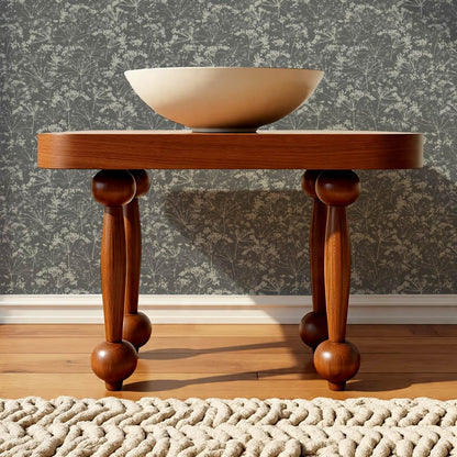 Matilda Pressed Queen Anne's Lace Slate Wallpaper