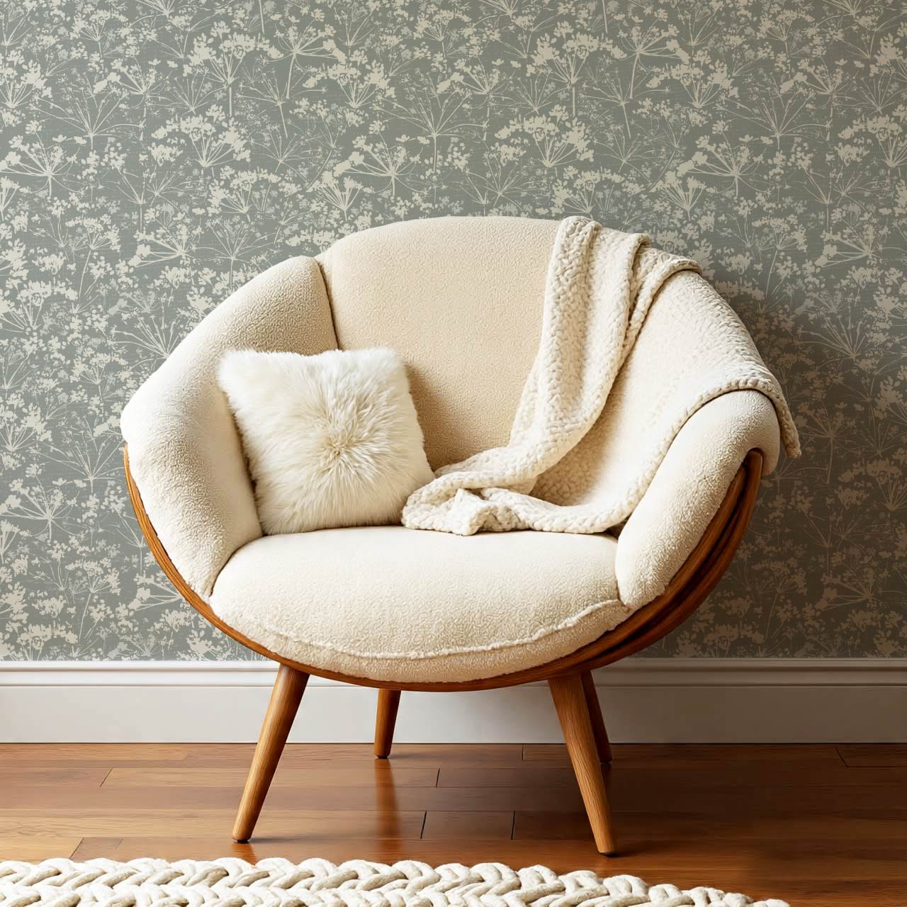 Matilda Pressed Queen Anne's Lace Smoke Wallpaper