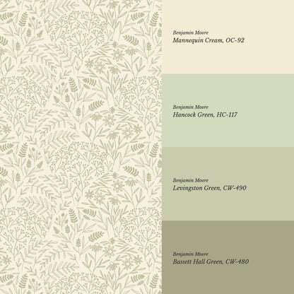 Maya Delicate Florals Butter Green Wallpaper