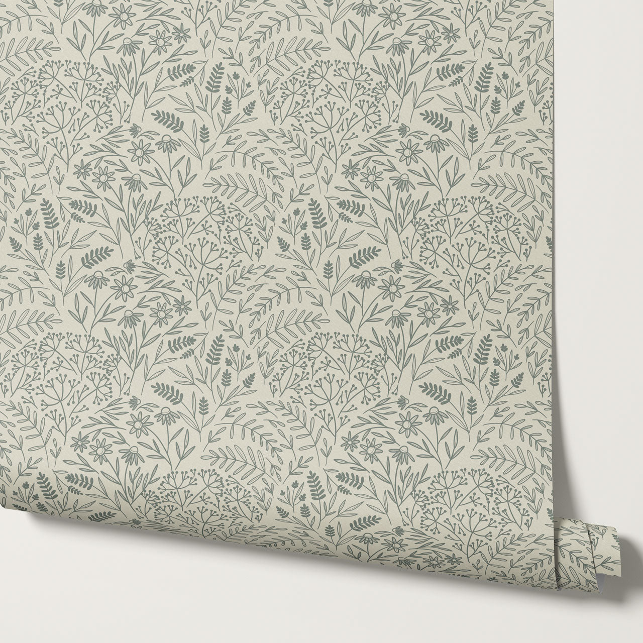 Maya Delicate Florals Forest Green Wallpaper
