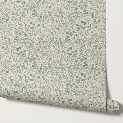 Maya Delicate Florals Forest Green Wallpaper