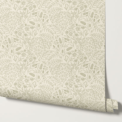 Maya Delicate Florals Butter Green Wallpaper