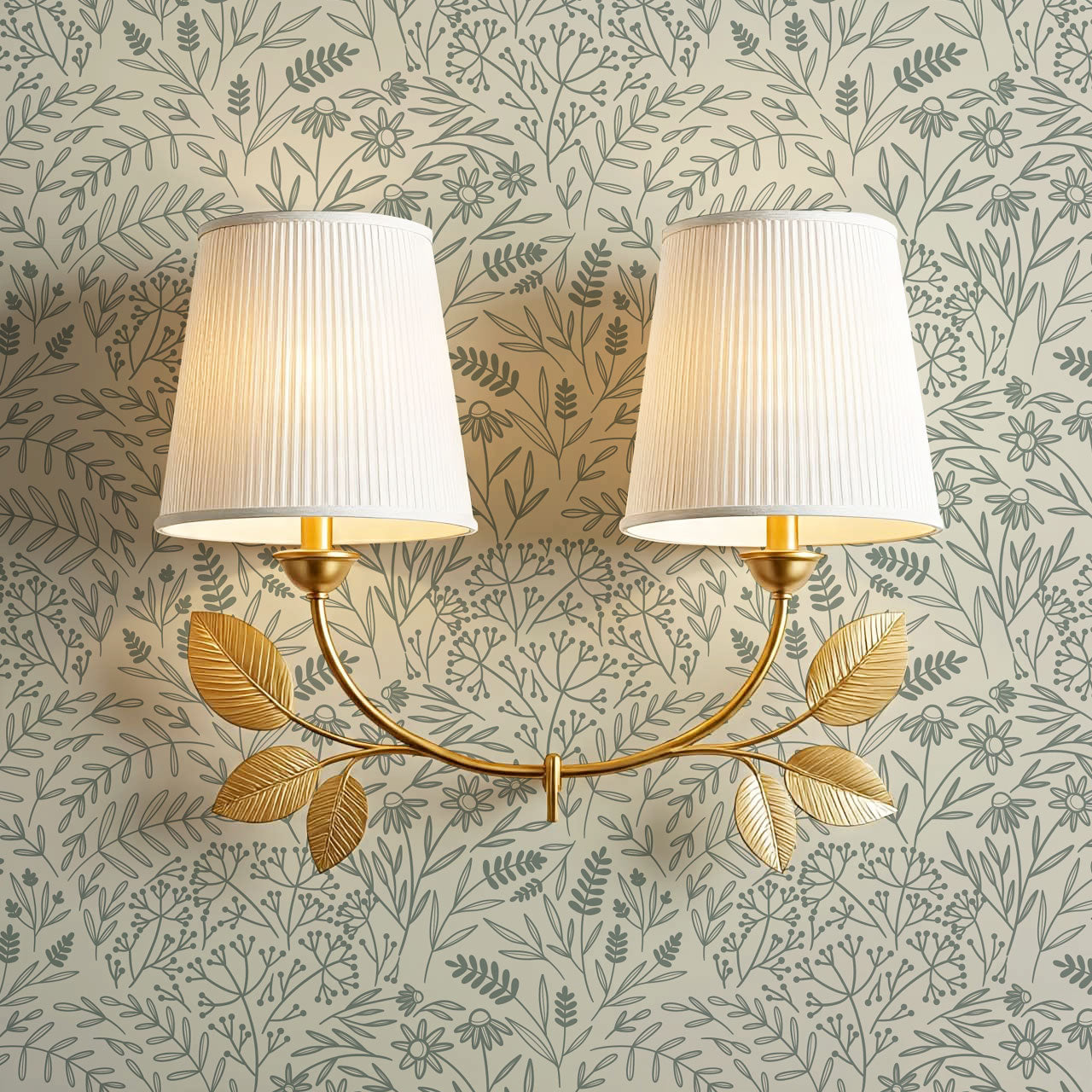 Maya Delicate Florals Forest Green Wallpaper