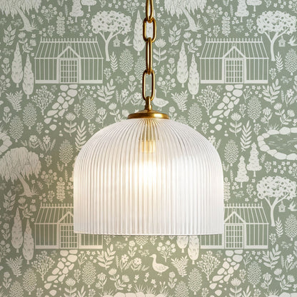 McKenna Garden & Geese Toile Sage Wallpaper