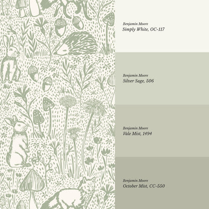 Meadow Woods Of Whimsy Sage Wallpaper