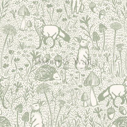 Meadow Woods Of Whimsy Sage Wallpaper