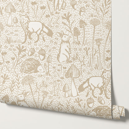Meadow Woods Of Whimsy Beige Wallpaper