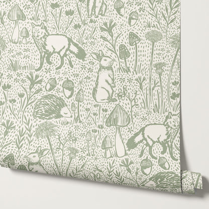 Meadow Woods Of Whimsy Sage Wallpaper
