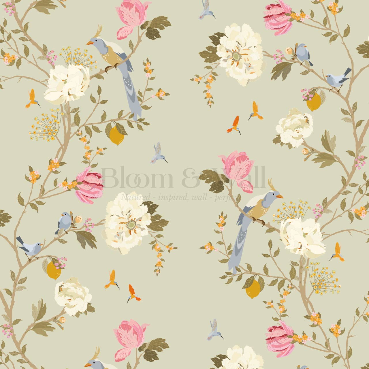 Melisandre Chinoiserie Sage Spring Wallpaper