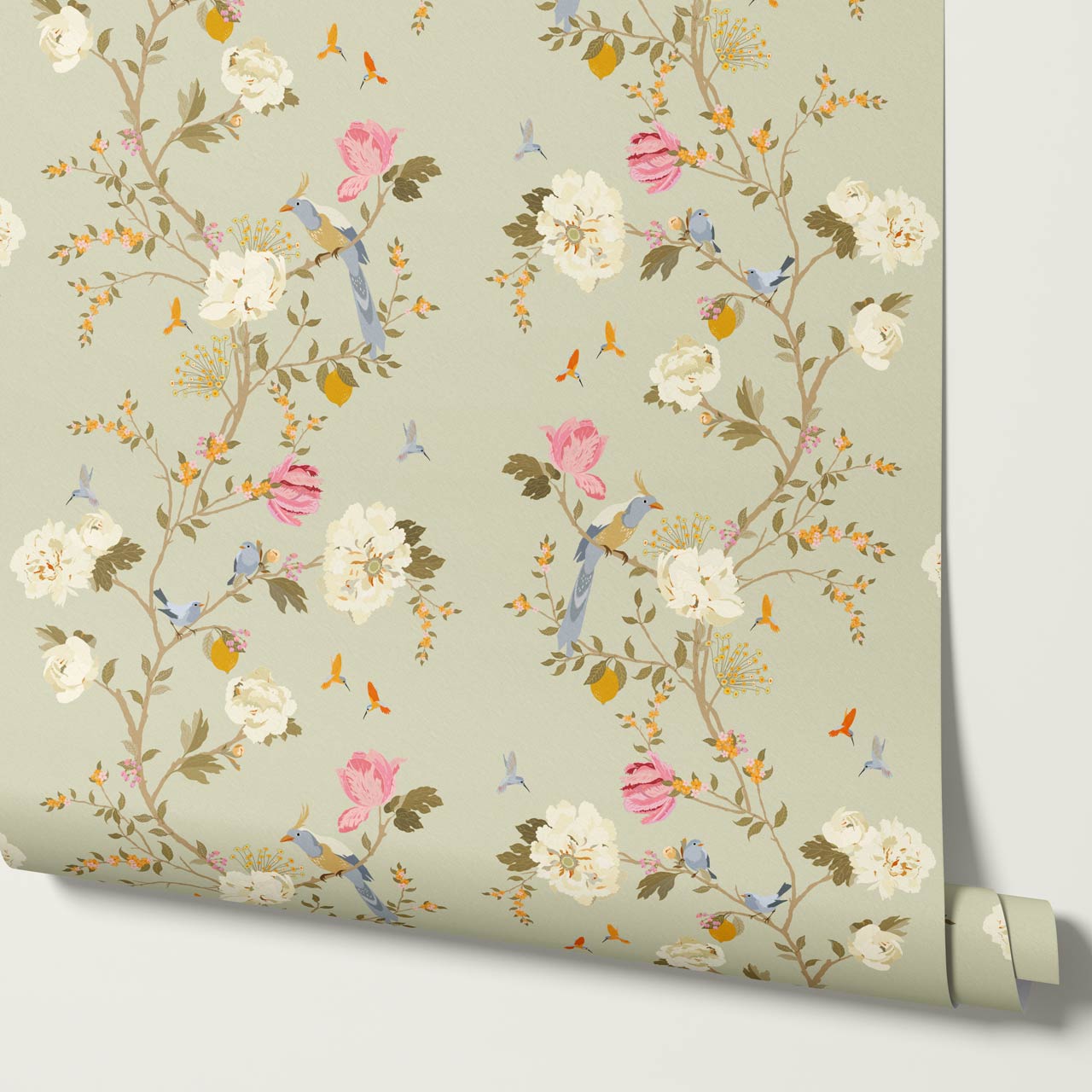 Melisandre Chinoiserie Sage Spring Wallpaper
