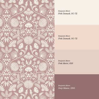 Melody Block Print Mauve Flowers Wallpaper