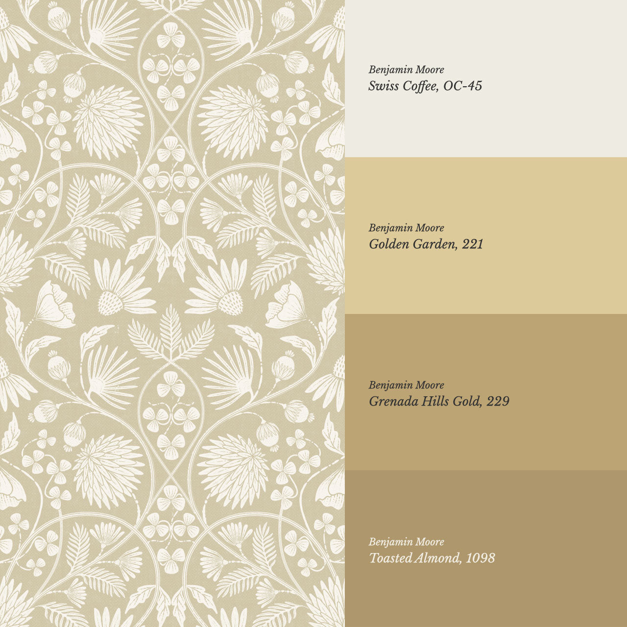 Melody Block Print Mustard Flowers Wallpaper