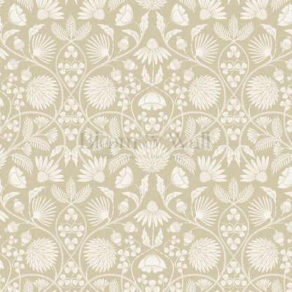 Melody Block Print Mustard Flowers Wallpaper