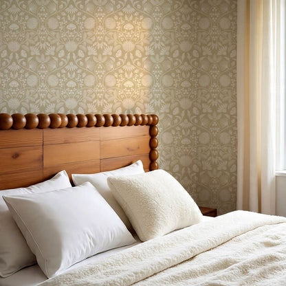 Melody Block Print Mustard Flowers Wallpaper