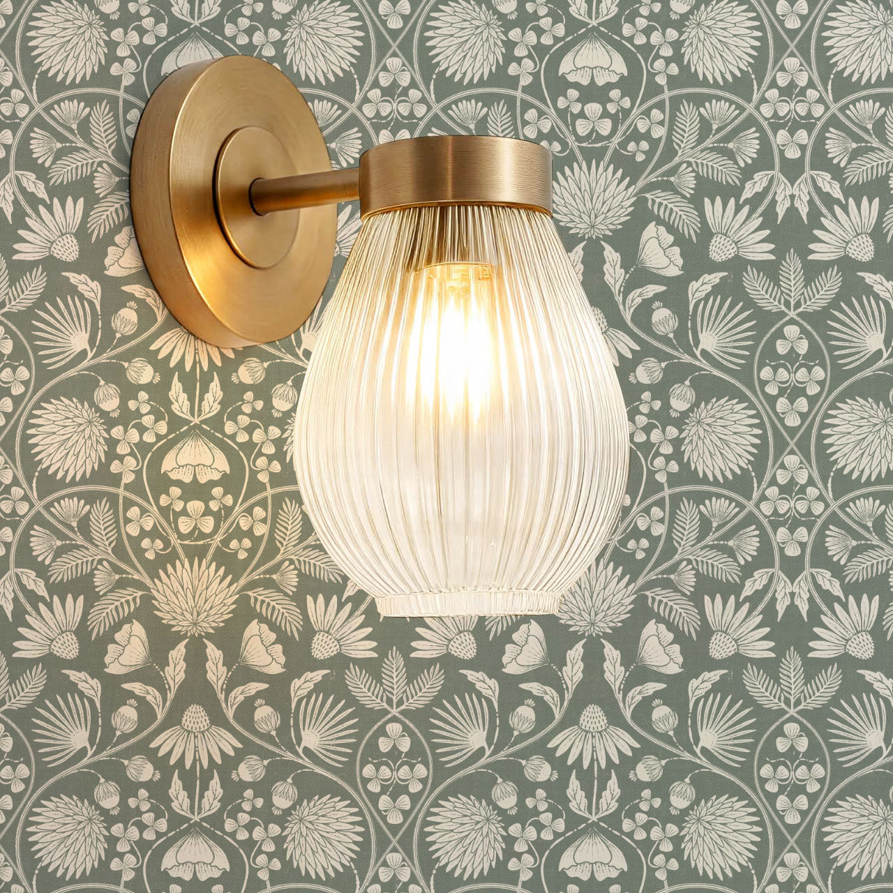 Melody Block Print Sage Flowers Wallpaper