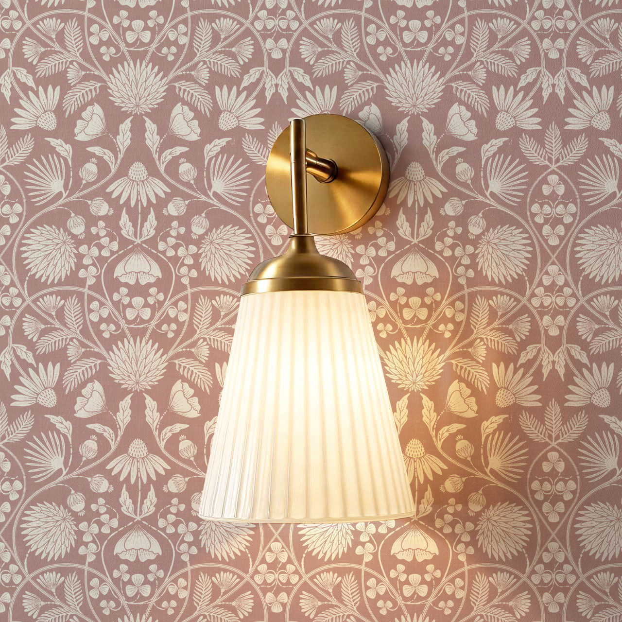 Melody Block Print Mauve Flowers Wallpaper