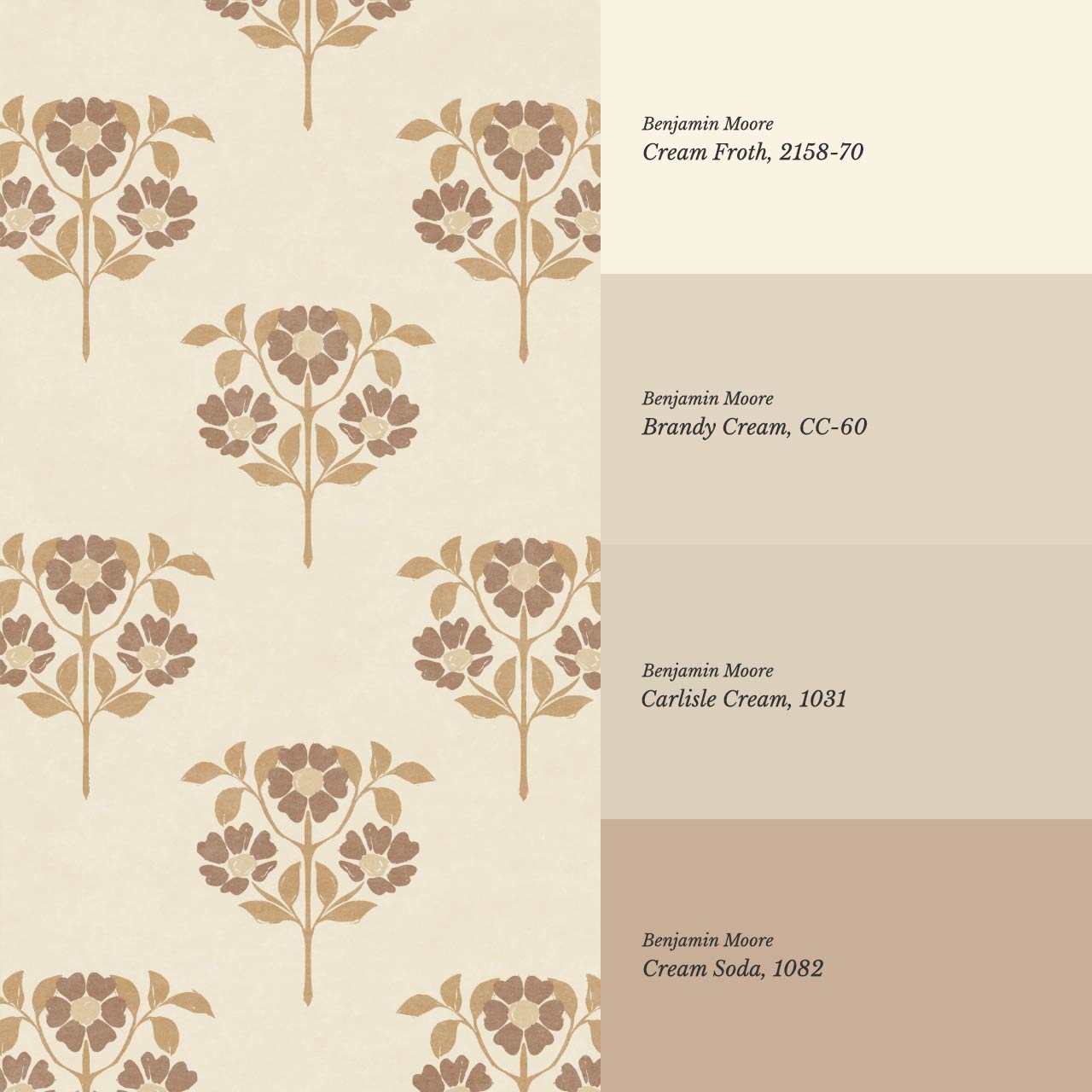 Merike Wild Rose Block Print Beige Brown Wallpaper