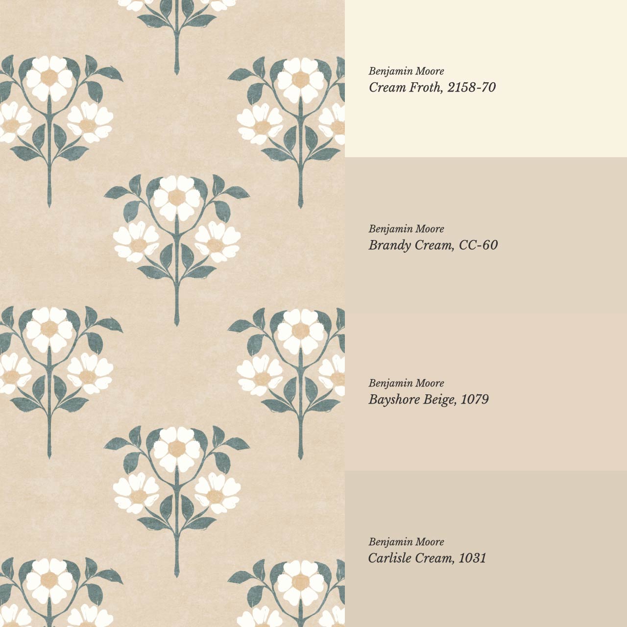 Merike Wild Rose Block Print Tan Sage Wallpaper
