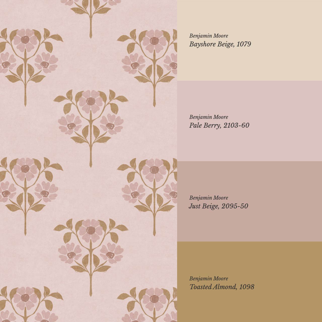 Merike Wild Rose Block Print Blush Beige Wallpaper