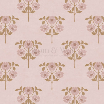 Merike Wild Rose Block Print Blush Beige Wallpaper