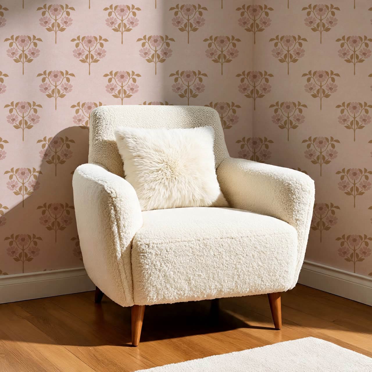 Merike Wild Rose Block Print Blush Beige Wallpaper
