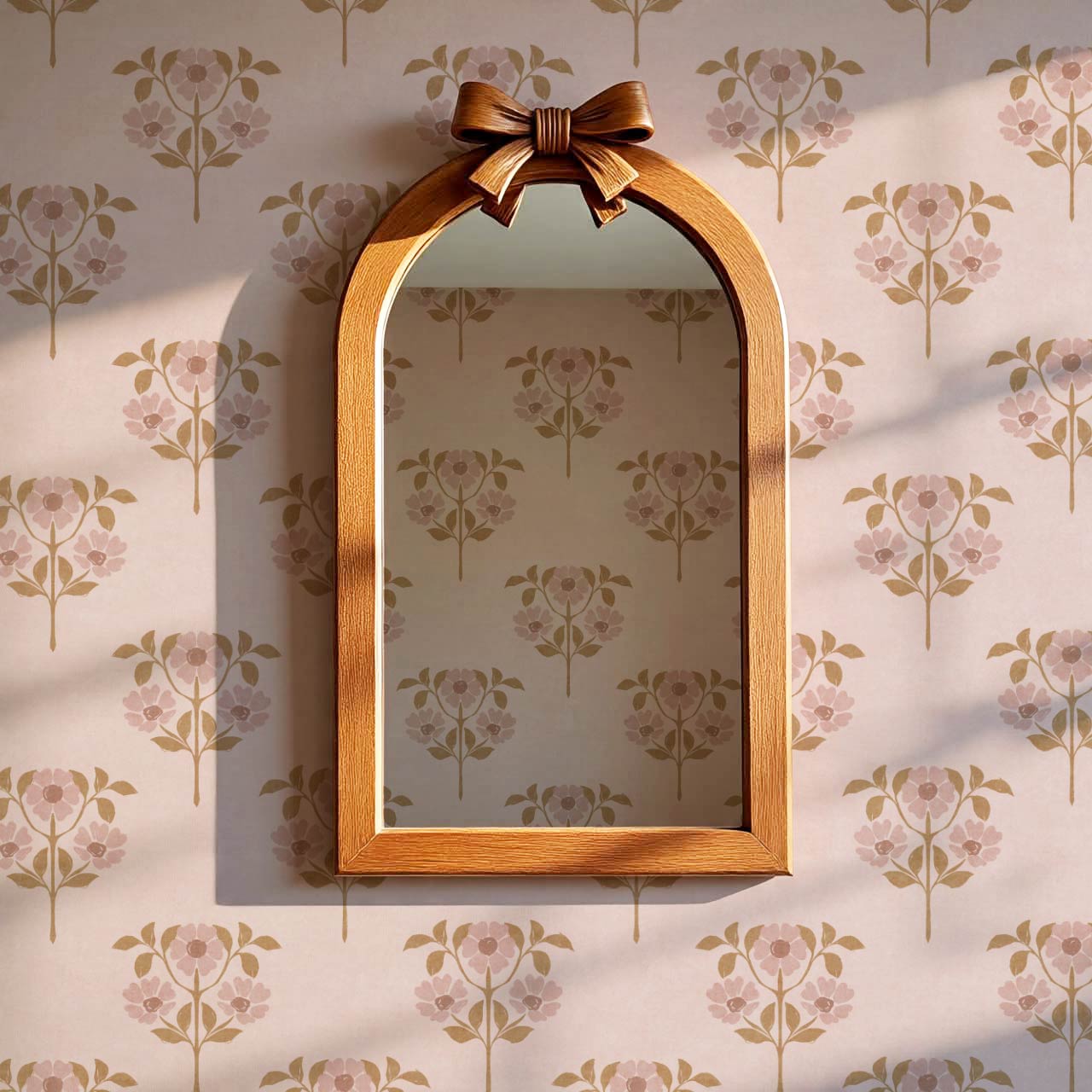 Merike Wild Rose Block Print Blush Beige Wallpaper