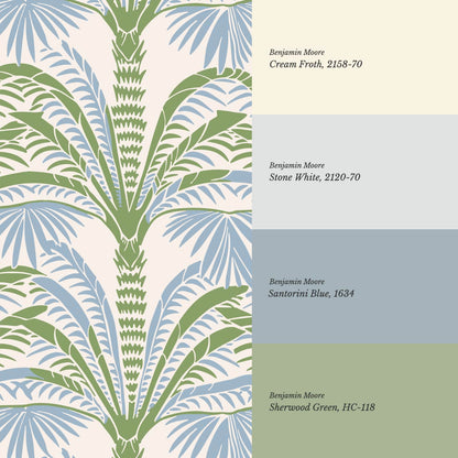 Millie Beach Palm Cream Sage Sky Wallpaper