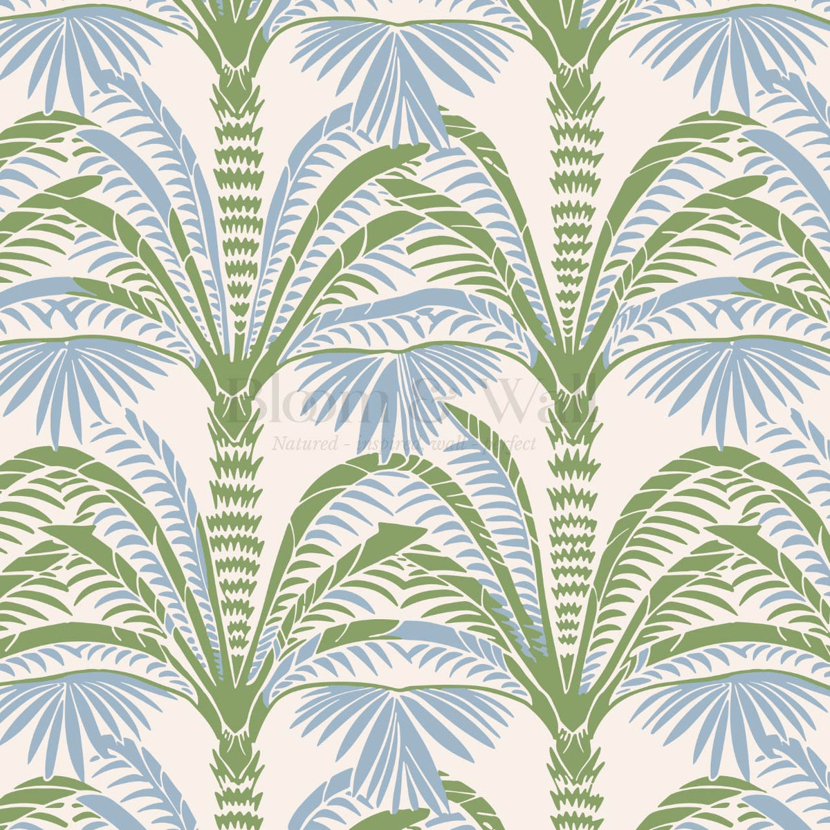 Millie Beach Palm Cream Sage Sky Wallpaper