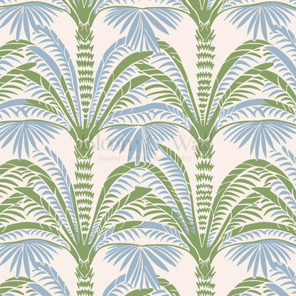 Millie Beach Palm Cream Sage Sky Wallpaper