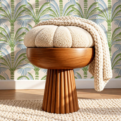 Millie Beach Palm Cream Sage Sky Wallpaper