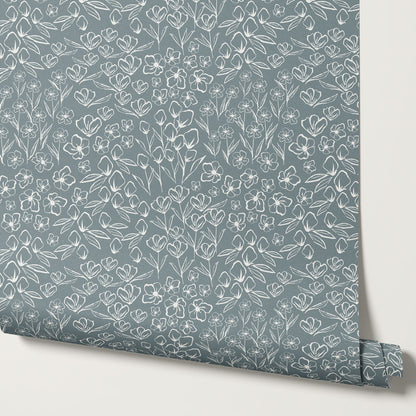 Millie Garden Blue Wallpaper