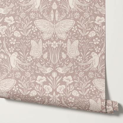 Millie Meadow Song Antique Rose Wallpaper