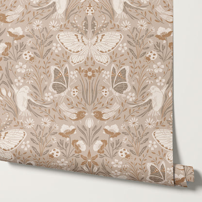 Millie Meadow Song Taupe Wallpaper