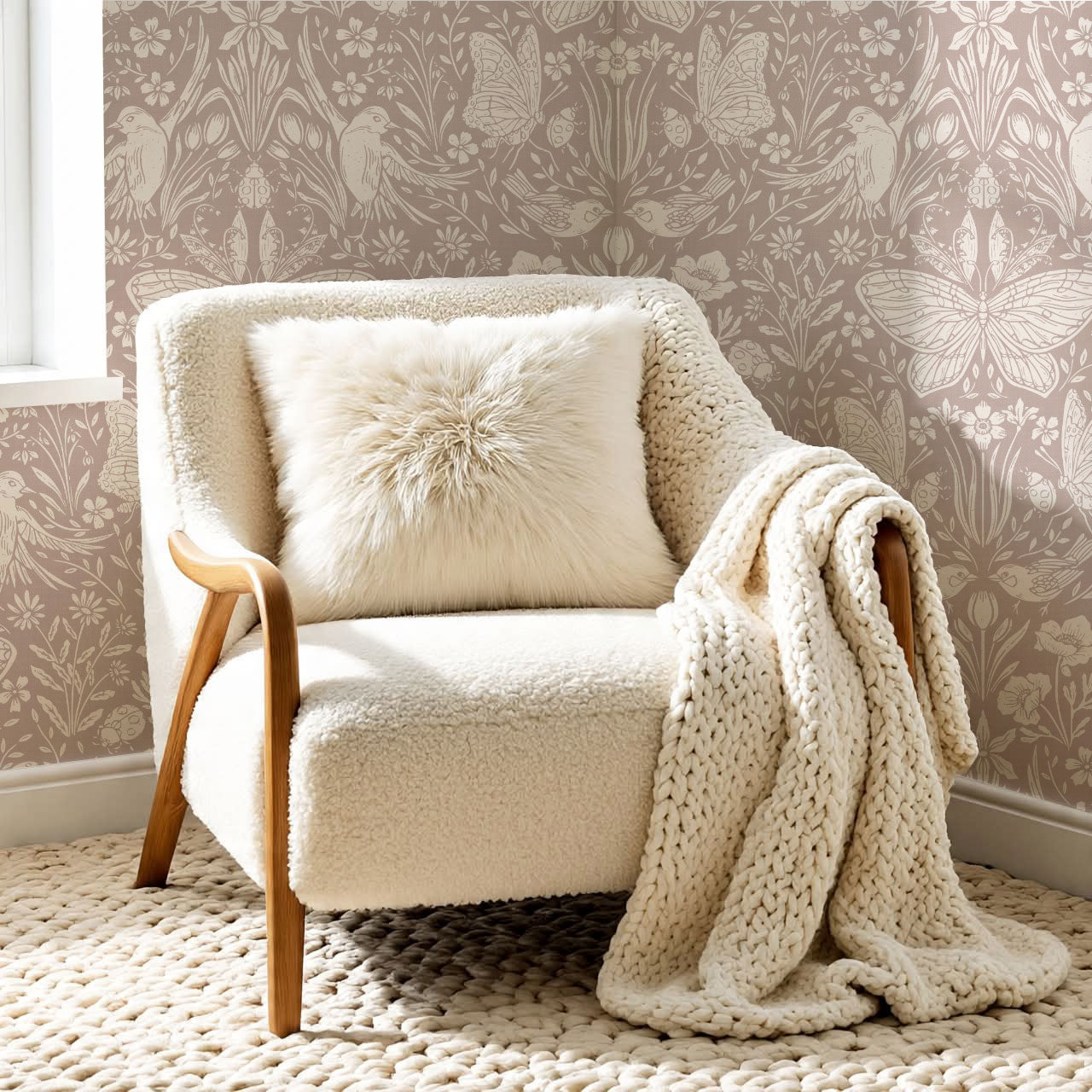 Millie Meadow Song Antique Rose Wallpaper