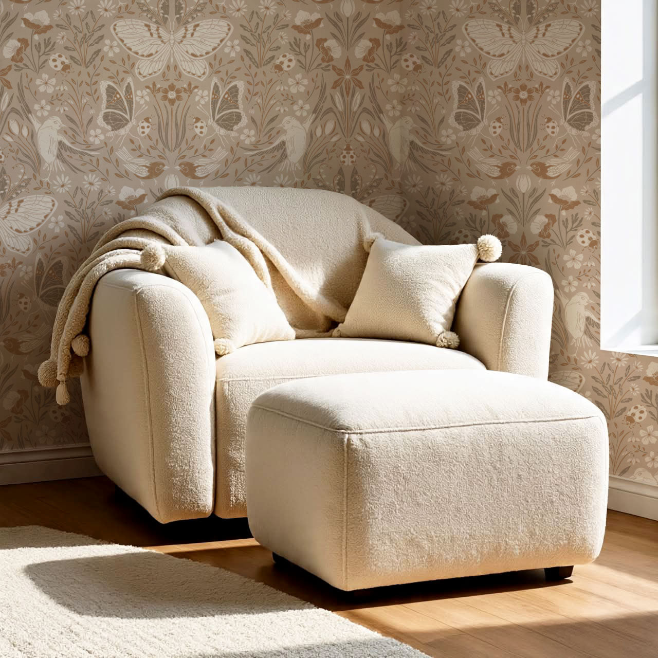 Millie Meadow Song Taupe Wallpaper