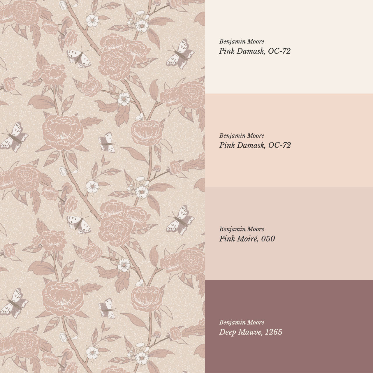 Millie Trailing Floral & Butterflies Mauve Wallpaper