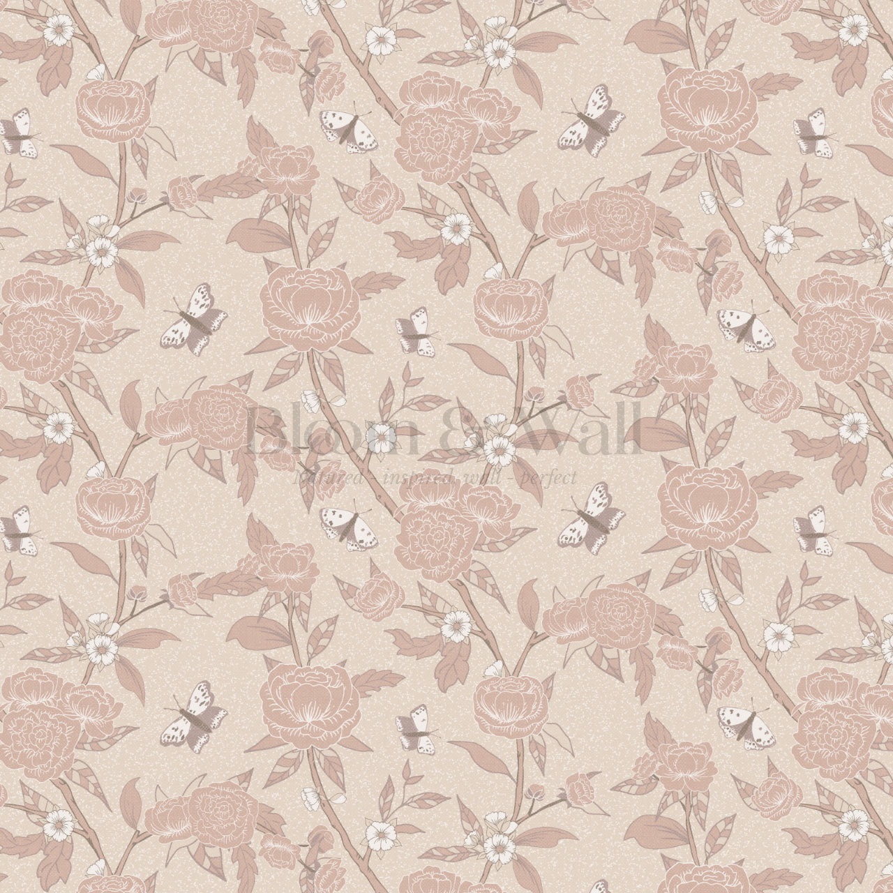 Millie Trailing Floral & Butterflies Mauve Wallpaper