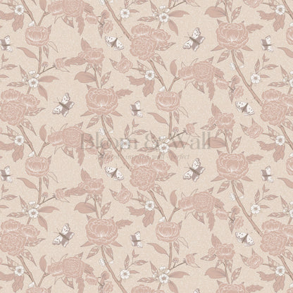 Millie Trailing Floral & Butterflies Mauve Wallpaper