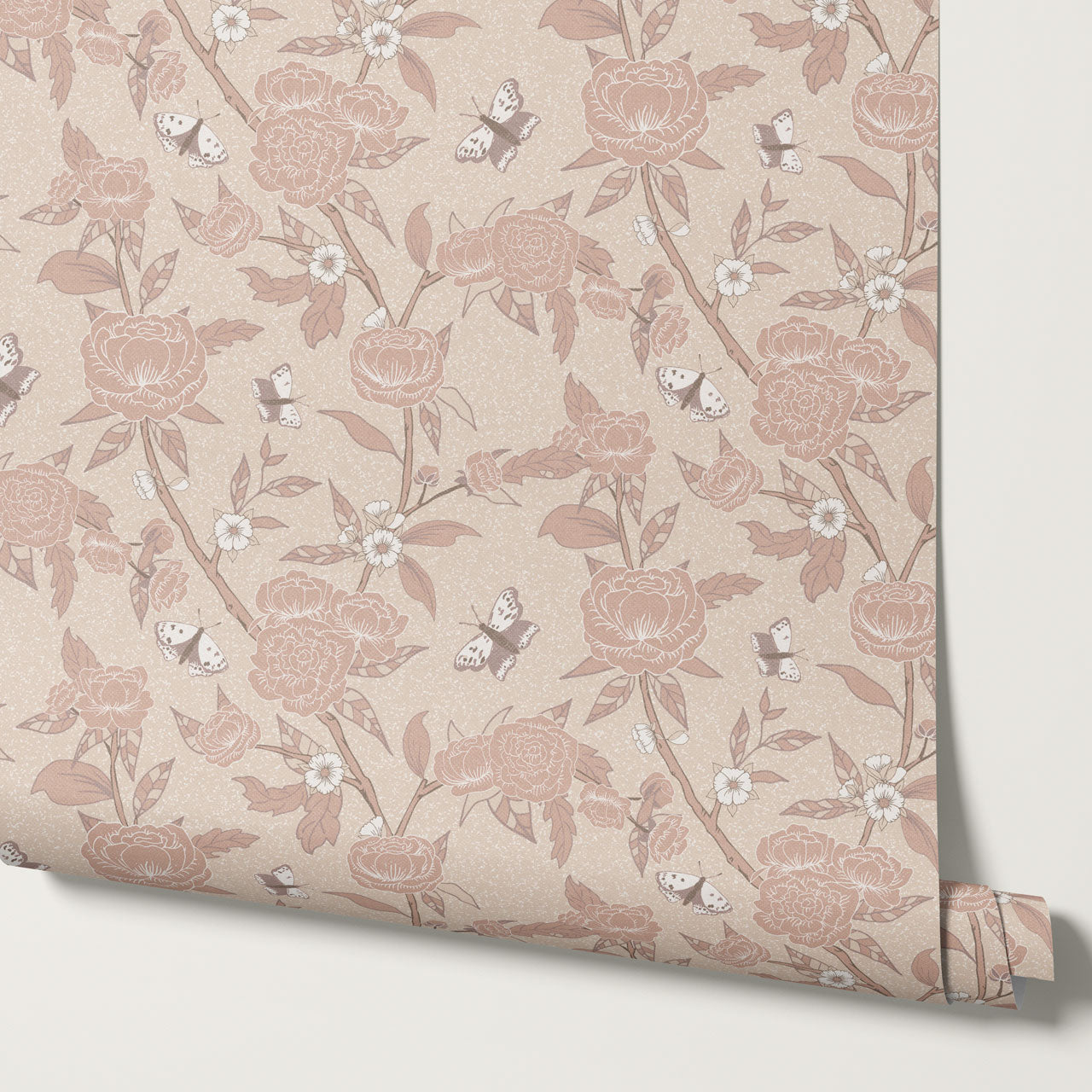 Millie Trailing Floral & Butterflies Mauve Wallpaper
