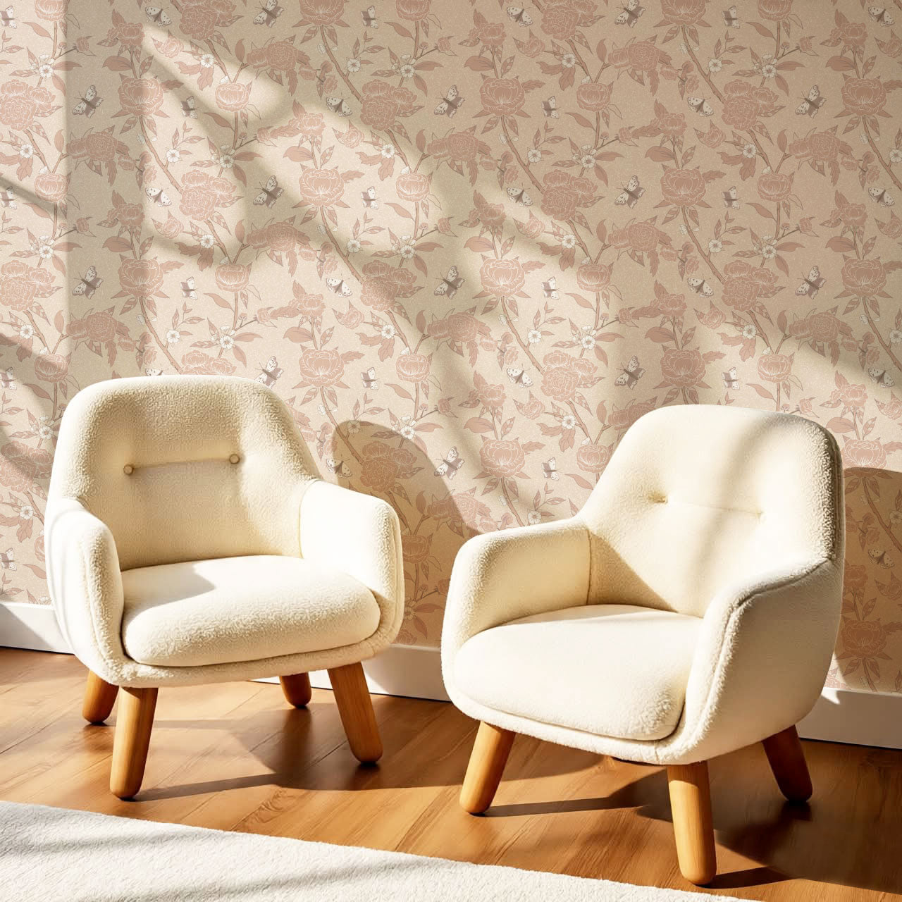 Millie Trailing Floral & Butterflies Mauve Wallpaper