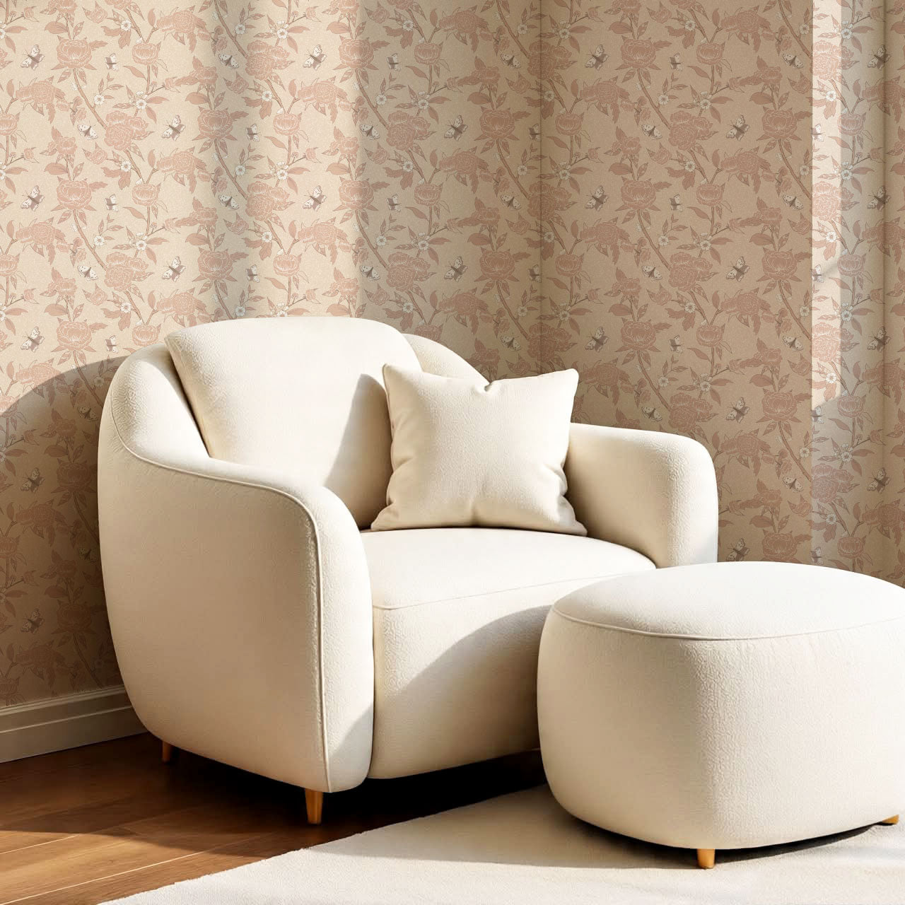 Millie Trailing Floral & Butterflies Mauve Wallpaper