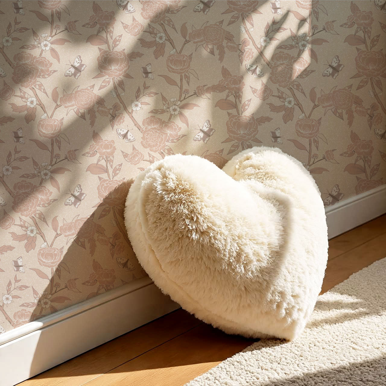 Millie Trailing Floral & Butterflies Mauve Wallpaper