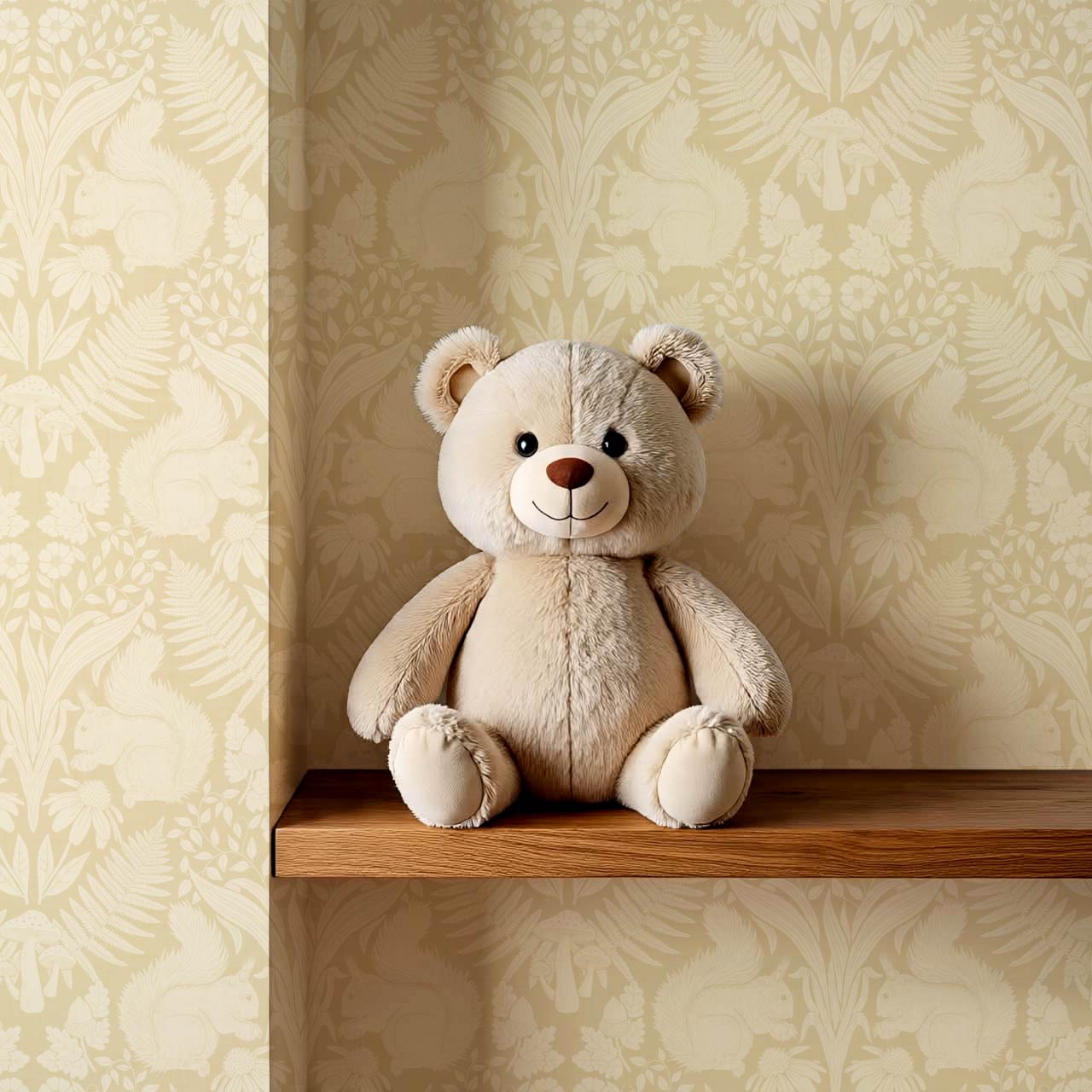 Milvi Large Squirrels Damask Almond Yellow Wallpaper