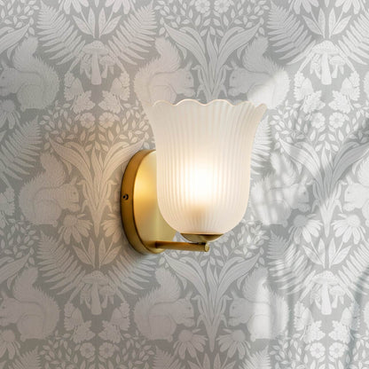 Milvi Large Squirrels Damask Pale Gray Wallpaper