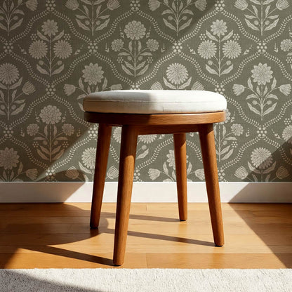 Mimi Heritage Floral Trellis Stone Olive Wallpaper